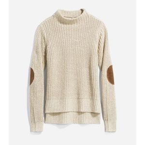 Stela Mock Neck Faux Suede Elbow Patch Pullover